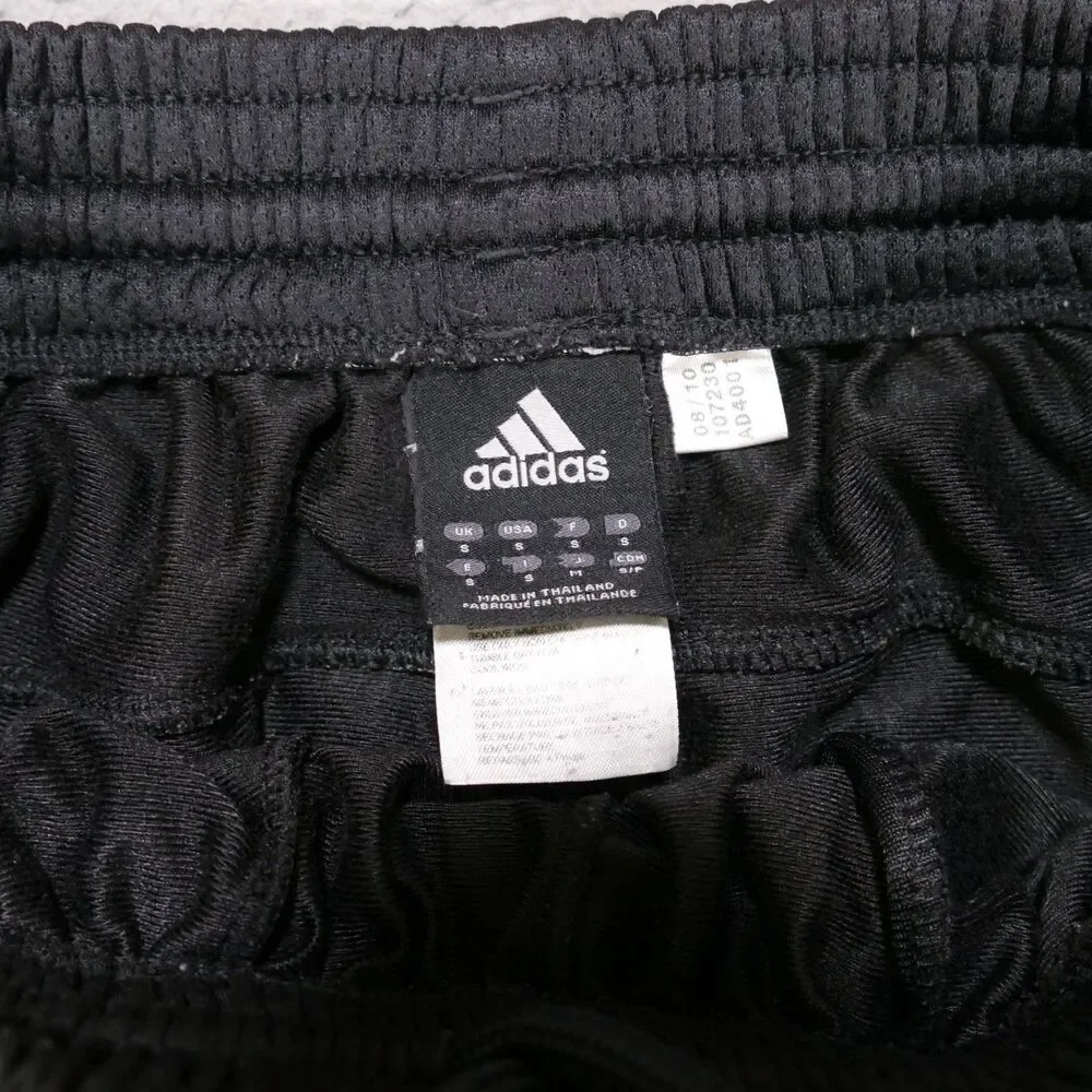Adidas Track Pants Black/White 3 Stripe Hip Hop y2k Baggy Skate Size S (30x29)